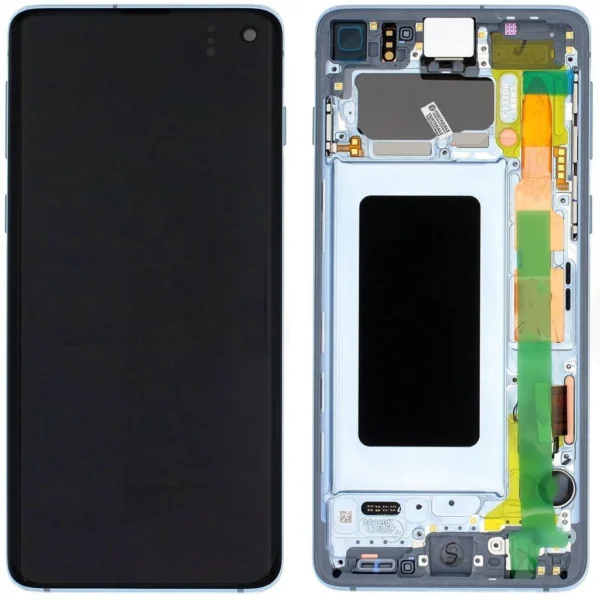Samsung Galaxy S10 SM-G973 Lcd Ekran Dokunmatik Çıtalı Mavi