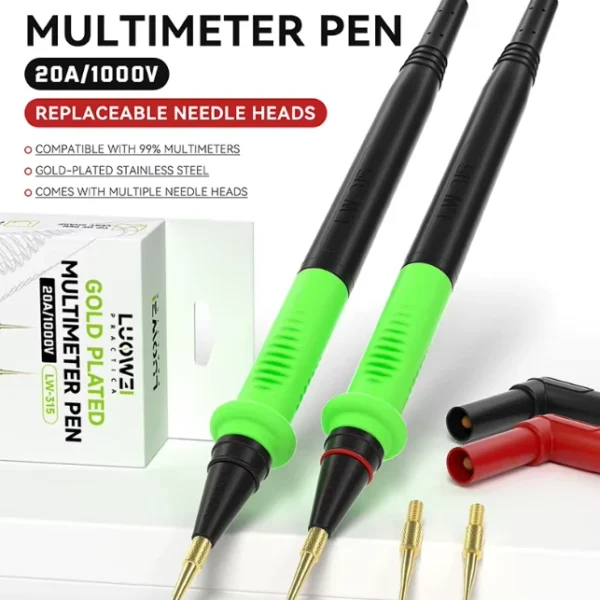 LUOWEI LW-315 Multimetre Probu 1000V 20A Üniversal Paslanmaz Çelik Uçlu Ölçü Aleti Probu