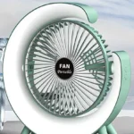 180 Derece Ayarlanabilir Yukarı ve Aşağı Fanlı Taşınabilir Fan Kendisinden pilli – yeşil