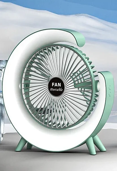180 Derece Ayarlanabilir Yukarı ve Aşağı Fanlı Taşınabilir Fan Kendisinden pilli – yeşil