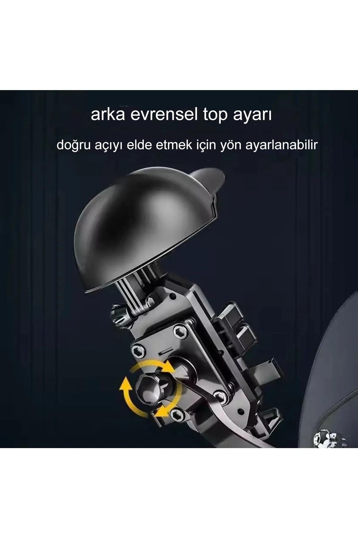 Otomatik Tuşlu Şapkalı Motorsiklet Bisiklet Telefon Tutacağı Ayna ve Gidon Bağlantılı