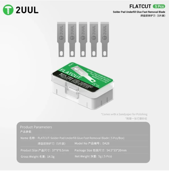 2uul DA28 Flatcut Mobil Ic Lehim Pedi Alt Dolgu Tutkal Çıkarma Bıçağı