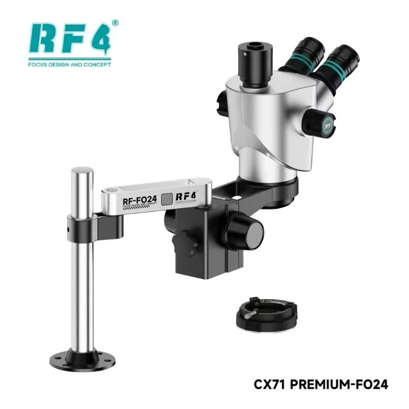 RF4 CX71P-FO24 6.5X-65X Premium Çift Anti-Trinoküler Stereo Mikroskop Başlığı ve FO24 Standı