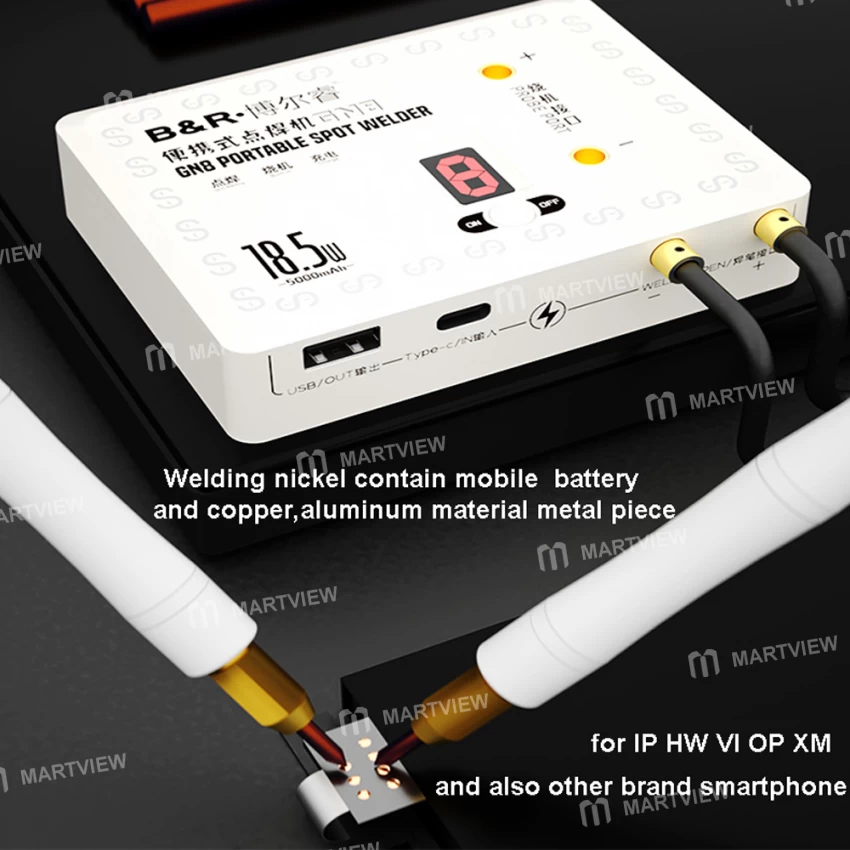 B&R Gn-8 2’si 1 Arada Taşınabilir Nokta Kaynak Makinesi, Şarj Fonksiyonu ile Cep Telefonu Lityum Batarya Kaynağı İçin