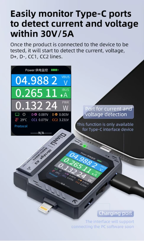 Qianli iBridge A3 Lightning ve Type-C Arayüz Cihazları için Kapsamlı Analiz Test Cihazı