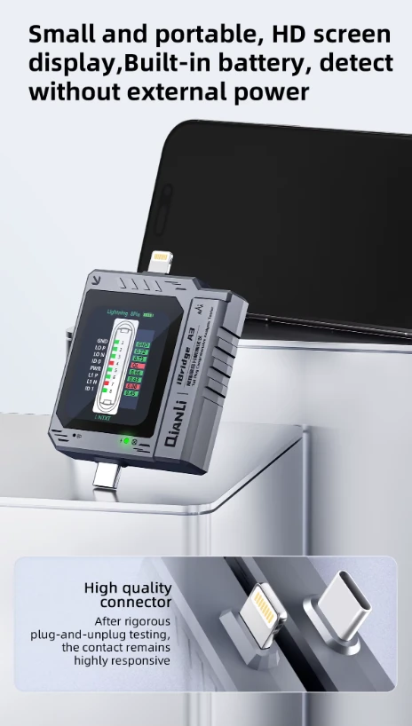 Qianli iBridge A3 Lightning ve Type-C Arayüz Cihazları için Kapsamlı Analiz Test Cihazı