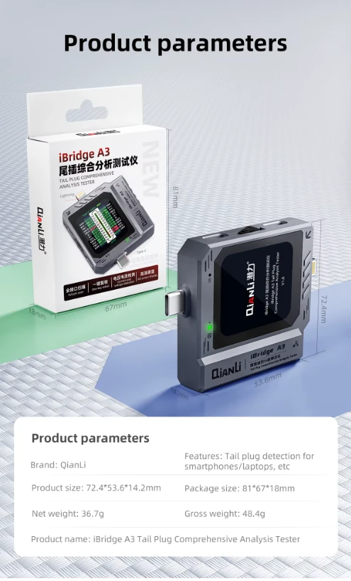 Qianli iBridge A3 Lightning ve Type-C Arayüz Cihazları için Kapsamlı Analiz Test Cihazı
